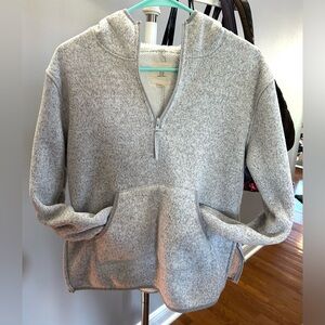 Thread & Supply light grey half-zip pullover with hood